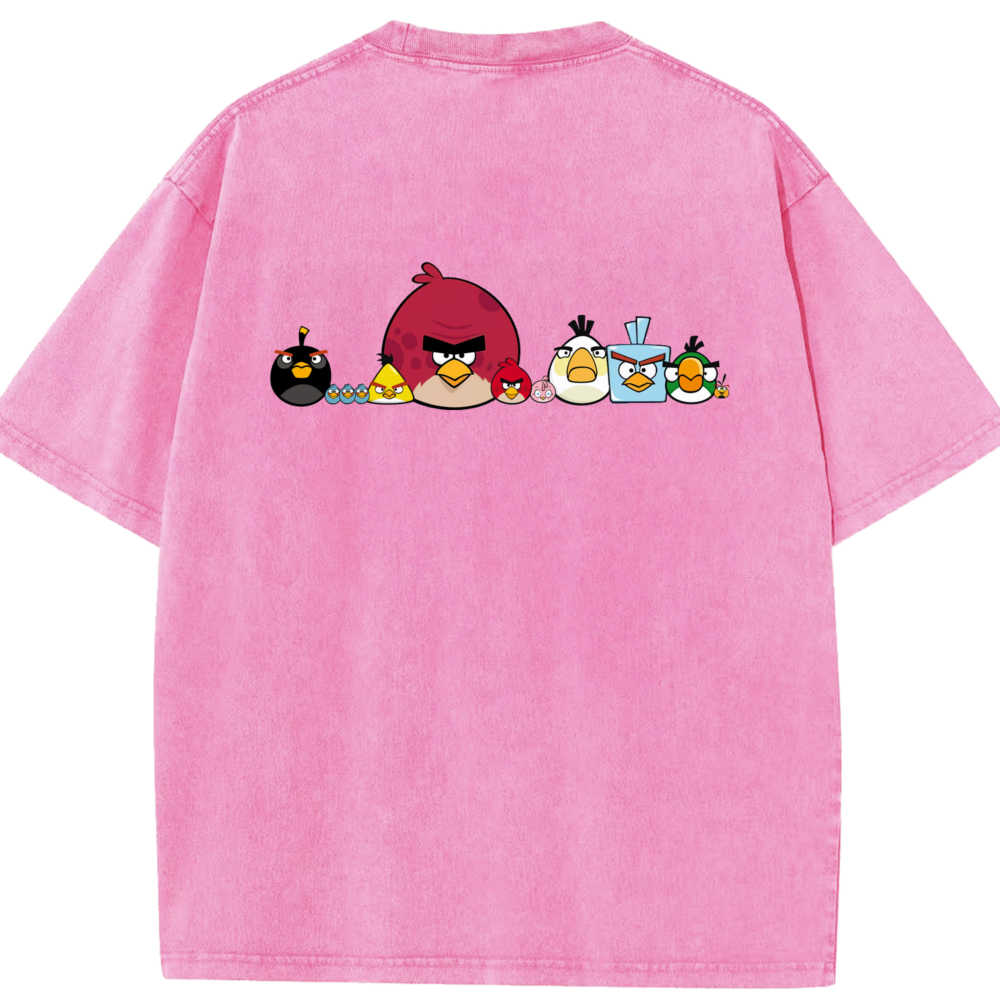 （画像用） Angry Birds アングリーバード 綿100% ヴィンテージ風 半袖Tシャツ（背面プリント）